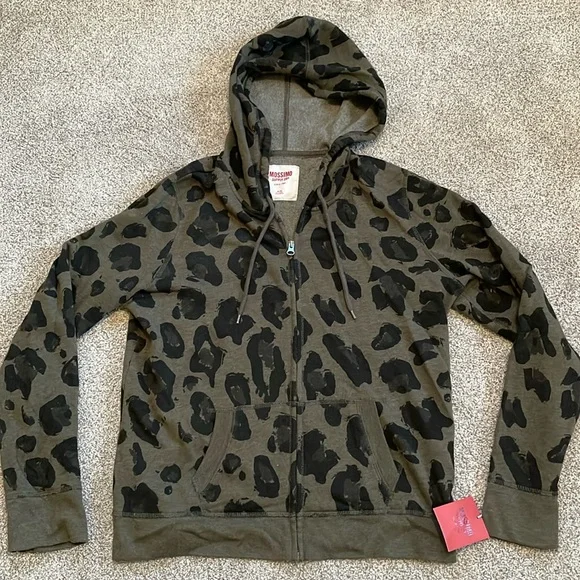 Mossimo XL Olive Green and Black Patterned Zip Up Sweatshirt (New with Tags) - Picture 1 of 7